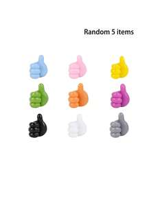 1pc/5pcs/10pcs/20pcs Thumb Shaped Wall Mount Hooks (Random Color) - Multicolor - View 7