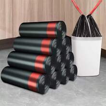 75PCS/5Rolls Large Black Thickened Property Hotel Kitchen Sanitation Commercial Extra Large Kitchen Waste Drawstring Garbage Bag Portable Plastic Bag Household Kitchen - Multicolor - View 10
