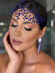 1 pieza Diadema nupcial minimalista hecha a mano con rhinestones, tocado de dama de honor, accesorio para el cabello para fiesta/boda, decoración para el peinado de mujer, regalo de vacaciones para el Día de San Valentín