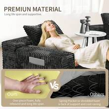 105'' Cloud Sectional Couch, Soft Gray Sectional Sofa,(Pedals Can Be Purchased Separately, And Can Be Combined With Sofa) Boneless Corduroy Sofa With Deep Seat,Modern Modular Couch For Living Room, No Assembly Required,Comfy Plush Corduroy Fabric,Sofa De Sala,Couch,Sofa Cama,Muebles Para Sala, Living Room Furniture, Muebles, Bedroom Furniture Set, Recliner Chair For Adult. - 灰色 - 查看 3