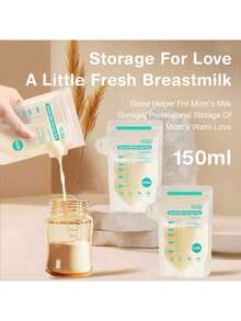 MAMIJOY 10pcs/30pcs/100pcs Breast Milk Storage Bags, 150ml Breastmilk Storage Bags With Spout, Self-Standing Bags, Space-Saving, Portable - Multicolor - View 6