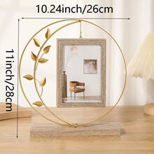 1 Khung ảnh kim loại sáng tạo, trang trí để bàn màu vàng và đen, giá đỡ trưng bày ảnh gia đình, quà tặng ngày lễ - Vàng - Xem 3