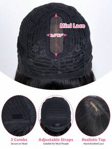 QVR QUEEN VIRGIN REMY QVR 直发波波头假发，带刘海，迷你蕾丝波波头假发，带刘海，夹式设计，即戴即用，无需胶水，适合初学者，黑色 - S1 - 查看 8