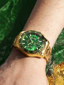 1pc Men's High-End Steel Band Luminous Business Casual Multi-Function Quartz Wrist Watch - WATCH - View 2