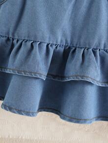 2件套女童休闲Y2K复古风荷叶边吊带背心和破洞牛仔裤套装，适合公园、旅行、海滩、生日派对、街头摄影、春夏穿着。 - 中等水洗藍 - 查看 6