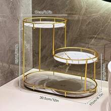 Multifunctional Iron Makeup Organizer Rack, Bathroom Countertop Storage Box, Cosmetic Display Shelf - Black - View 7