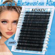 KEVKEV Lash Extension Kit 280pcs Volume Lash Clusters 100D Lash Clusters Kit 10-18mm Individual Lashes Kit With Lash Bond And Seal,Lash Tweezers Thick Lash Extension Kit DIY At Home(0.05D,100DD) - MàuA - Xem 3