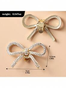 2pcs Shiny Silver Butterfly Shoe Clips, Metallic Mesh Texture, Fully Studded With Rhinestones. Exquisite And Glamorous, Adds Elegant Charm To Footwear - Gold - View 14