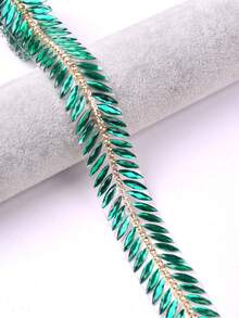 1条小麦色树脂水晶水钻热熔胶装饰链带，适用于DIY婚纱、服装、包包、帽子、家居工艺品配件 - 彩色 - 查看 8