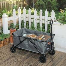 Outsunny Garden Trolley With 120kg Load Capacity, Foldable Transport Cart With 160L Canvas In Dark Grey - 1 - View 3