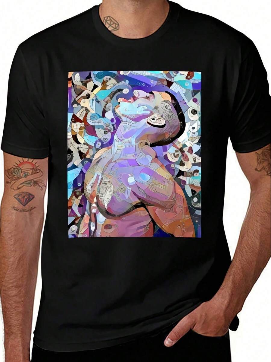 T-shirt homme "Can You Enjoy It" - T-shirt à manches courtes, col rond, décontracté, noir, avec un design abstrait d'éléphant et de notes. Couleurs vibrantes pour le loisir, les fêtes et les événements musicaux. Confort toute l'année, Top original, t-shirt graphique homme, t-shirt vintage, t-shirt oversize, t-shirt de créateur, t-shirt blanc, chemise homme, t-shirt graphique, t-shirt drôle, vêtements homme - Noir - Voir 1
