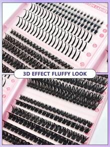Asiteo 468pcs D Curl Spikes Lash & Bottom Lashes Individuals Eyelash Clusters Thick Fluffy 60D/80D/100D Lash Clusters Kit With Tweezers, Eye Brush, Multi-Style Lash Clusters Spike Lashes DIY Eyelash Extension At Home - D - Xem 7