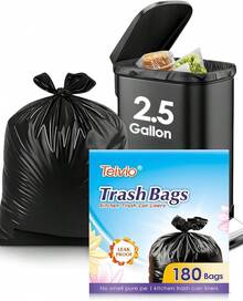 Teivio 4 Gallon 200 Counts Strong Trash Bags Garbage Bags, Bathroom Trash Can Bin Liners, Small Plastic Bags For Home Office Kitchen Kitchen (Clear) - 20 25Gal-Clear-120pcs - 查看 8