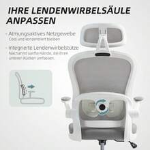 HOMCOM Ergonomic Office Chair With Mesh Backrest, Adjustable Height, Folding Armrests, 5 Wheels, Rocking Function, Gray (On-Site) - 1 - 查看 4