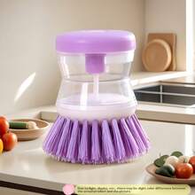 1pc Advanced Kitchen Cleaning Brush With Ergonomic Handle - Soft Bristles For Dishes, Pots, And Outdoor Use , Easy To Clean And Store, Suitable For Home And Restaurant, Kitchen Cleaning Tool | Ergonomic Kitchen Utensil | Plastic Handle Brush - Màu tím - Xem 2