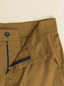 新款女式休闲纯色口袋短工装裤 - 咖啡棕 - 查看 6