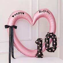 Khung ảnh bóng bay hình trái tim màu hồng, đồ trang trí nơ số cho tiệc sinh nhật - Nhiều màu - Xem 16