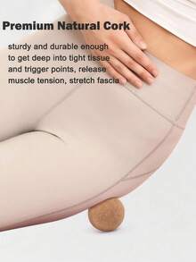 软木按摩球 木质肌肉按摩瑜伽筋膜球 男女通用 背部足底筋膜炎拉伸运动 筋膜放松 瑜伽冥想 瑜伽辅助健身器材 - 駝色 - 查看 4