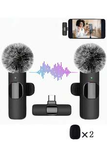 Black Clip-On Wireless Microphone, Wireless Lavalier Microphone Compatible With IPhone, Android, Professional Clip-On Microphone, Plug And Play Wireless Microphone, Mini Microphone, Suitable For Gaming Live Streaming, Video Recording, Interviews, Vlog - Black - View 3