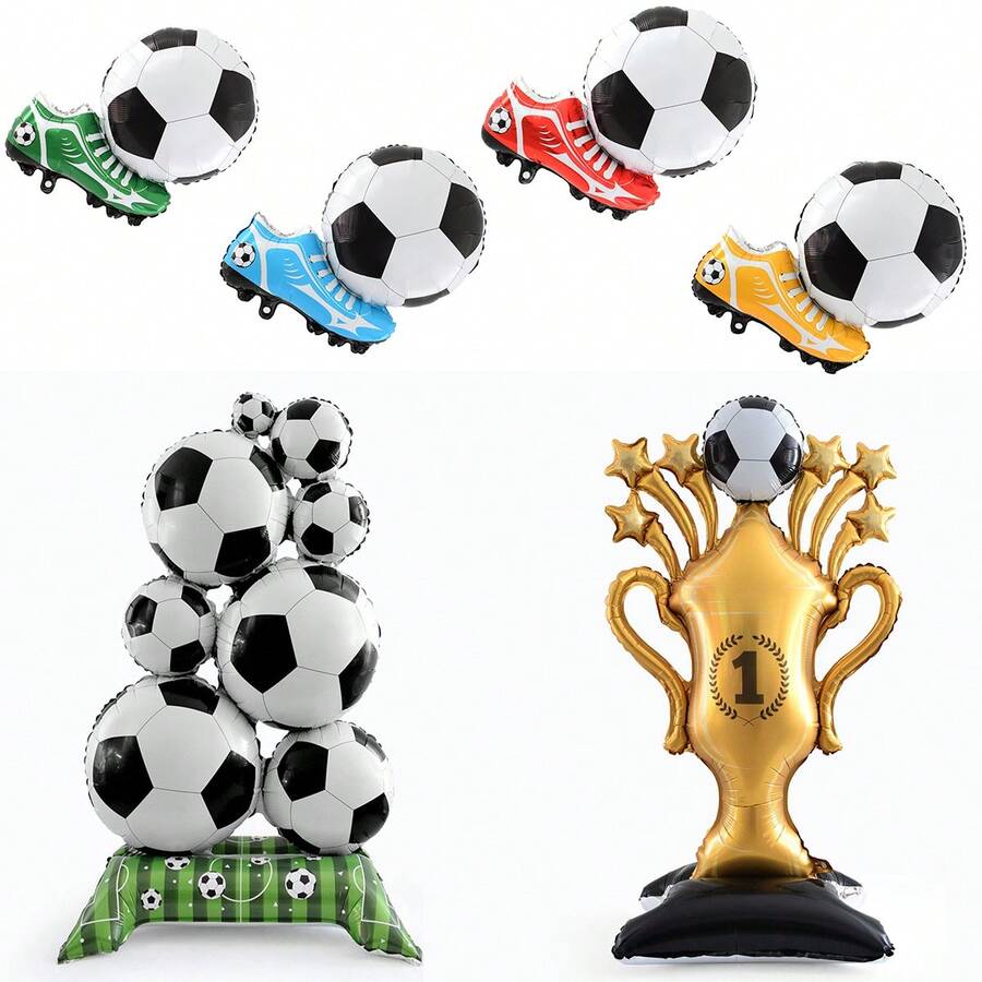 Football Balloons, Football Trophies, Football Shoes Designs, Suitable For Birthday Parties, Sports Events, School Gatherings, Anniversary Celebration Parties' Balloon Decorations, Celebration Scenes For Football Enthusiasts, And Party Decoration Balloons. - Multicolor - View 1