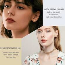 ZDE Women Flat Back Ball Stud Earrings Titanium Hypoallergenic Earrings Stud For Sensitive Ears Simple Classic 3mm-5mm Flat Stud Earring Perfect For Helix Tragus Cartilage Earlobe,3MM,Gold - Gold - 查看 4