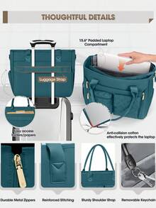 All-In-One Teacher Tote Bag With Insulated Lunch Compartment & 15.6 Inch Laptop Sleeve, Lightweight Nurse Work Bag For Women, Multi-Pocket Organizer For Work & Commute - Màu xanh lá cây đậm - Xem 6