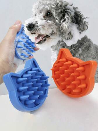 1pc (Random Color) Pet Bathing Brush, Dog Cat Cleaning Massage Grooming Brush, Pet Supplies