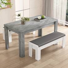 Dining Table, Contemporary Dining Table, Sturdy Dining Table, Four-Legged Table, Oak Table, Rectangular Dining Table, Coffee/Leisure Table, Modern And Minimalist Dining Table, Concrete Look - Grey - View 2