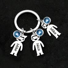 LICVIC 1 Móc khóa đá quý theo tháng sinh cá nhân hóa kèm tên, Móc khóa thép không gỉ cá nhân hóa cho nam nữ kèm mặt dây chuyền, Quà tặng móc khóa gia đình tùy chỉnh cho mẹ, Móc khóa tên tùy chỉnh, Quà sinh nhật, Giáng sinh, Halloween, Ngày của Mẹ, Ngày của Cha, Quà tặng cho các cặp đôi, cha mẹ, bạn thân, Móc khóa du lịch - Bạc - Xem 21