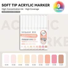 Languo 207色直涂式丙烯颜料马克笔套装，1.0mm软毛笔头，大容量防水速干不渗墨顺滑墨水，高遮盖力均匀覆盖，适用于多种表面，如石头、玻璃、陶瓷、金属、木材、画布等，优质艺术家绘画用品及返校必备品。 - 彩色 - 查看 20