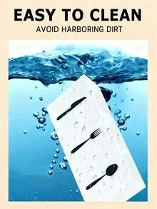 3-Compartment Acrylic Cutlery Organizer Tray, Tabletop Silverware Holder Rack For Kitchen Cabinet, Dining Room - Multicolor - View 6