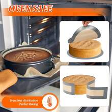 4pcs 9 Inch Silicone Baking Mat For Springform Pan - Non-Stick Bottom & Side Liner For Cheesecake, Cakes And Pies - Reusable Pan Protector For Home Bakers & Chefs - Oven Easy Clean Leak Prevention Liner - Grey - View 5