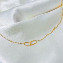 1件简约优雅交叉回形针珍珠项链，时尚别致的女士颈链。休闲饰品，适合日常佩戴，完美礼物之选。 - 金色 - 查看 9