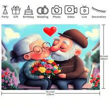1pc Polyester Grandparents' Love Background Cloth, Romantic Couples Celebration Banner, Multipurpose Event Wall Decor, No Power Needed, Suitable For Weddings, Engagements, Valentine's Day, And As A Photography Studio Booth Decoration. - Multicolor - View 4