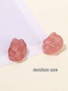 1件天然鸽血红/浅草莓石英蝴蝶/玫瑰花/狐狸/熊形吊坠，疗愈水晶，带来情感祝福和正能量，适合DIY珠宝制作、手链、项链和其他艺术饰品 - 彩色 - 查看 34