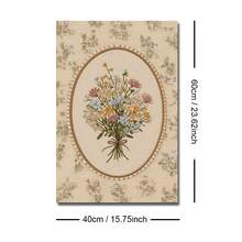 1pc Framed/Unframed Vintage Wild Flower Bouquet Folk Art Canvas Poster, Warm Retro Hooked Rug Style Botanical Floral Wall Art Print, Minimalist Farmhouse Decor, Suitable For Apartment, Living Room, Bedroom, Modern Home Decoration. - Multicolor - View 10
