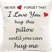 1pc Black & Red Heart "I Love You" Throw Pillow Cover, Romantic Couple Style Square Decorative Cushion Cover With Printed Love Phrases - An Ideal Gift For Girlfriend On Valentine's Day, Birthday, Also Suitable For Sofa And Bedroom Decor - White - View 2