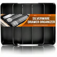 WSXC Silverware Organizer Adjustable And Expandable Utensil Tray For Kitchen Cutlery Storage Spoons Forks Knives Holder Storage Dividers Multipurpose Silverware Drawer Organizer For Dining Table - Black - 黑色 - 查看 1