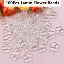 100Pcs 14mm Multicolor Spacer Loose Beads With Hole Flower Shape Handmade Material - 100 hạt cánh hoa 14mm - Xem 16