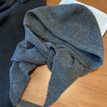 1pc Women Casual Solid Color Knitted Hooded Scarf Neck Warmer, Suitable For Autumn/Winter Everyday Outings And Travel For Dress - Multicolor - View 8