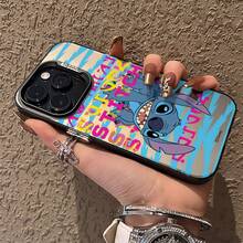 Miniso Disney Lilo & Stitch Graffiti Phone Case, Vibrant Retro Design With Upside-Down Stitch & Bold Typographyfor IPhone 17/17 Pro/17 Pro Max/17 Air/16/15/14/13/12/11/X Series,Iphone 17 Pro Max Case,Iphone 17 Pro Case,Iphone 17 Case,Stocking Stuffers,The Girlfriend,The Chosen,Early Fall Fashion - Pink - View 3