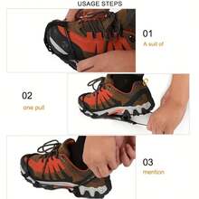 1双24齿防滑冰爪 - 不锈钢冰雪鞋套，适用于徒步、登山和狩猎 - 彩色 - 查看 2