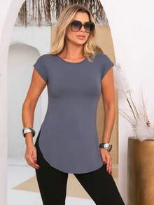Kit Of 2 Women's Long-Sleeved Gym Tops With Butt-Covering Effect. - 灰色/嬰兒粉紅色 - 查看 2