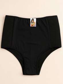 Calcinha de maternidade feminina de cintura alta com suporte abdominal para maior conforto durante a amamentação. - Preto - Visão 3