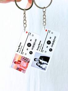 Customizable Acrylic Music Player Keychain, Engraved With Your Photo And Artist Name, Available In 1pc, 3pcs And 5pcs Sets. Perfect For Hanging On Keychains, Decorating Backpacks And Luggage. Also A Great Gift. - Multicolor (Music Player Version) - View 7