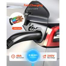 EV Charger Extension Cable For Te Sla, 48Amp 40 Ft Max 240V 11.52 KW With NACS Plug, EV Extension Cord For Level 1/2 Tesla Mobile/Wall Connector/Destination Charger, Model Y/X/3/S, Carrying Bag - Tesla Model 48A 40ft - View 5
