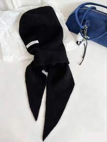 1 pezzo Berretto balaclava da donna di colore unito, cappello lavorato a maglia spesso e caldo con protezione per le orecchie, set elegante e casual retrò di berretto e sciarpa versatile, adatto per uso all'aperto, sci, ciclismo, viaggi, feste, uso quotidiano in autunno/inverno