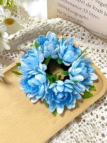 1件装女士新款纯色仿菊花雏菊发圈，适合海滩、夏威夷度假、日常佩戴、丸子头造型、节日、派对、送礼，可作马尾辫发圈、发绳、发圈、发圈、发绳、弹性发带、头饰、发圈、美容家居发饰 - 彩色 - 查看 5