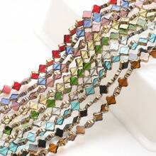 Approx. 48pcs 4*6mm Gold Edged Colorful Crystal Glass Beads, Middle Hole, DIY Crafts For Jewelry Making, Shoes, Accessories, Phone Chains, Necklaces, Bracelets, Eyeglasses Chains, Headpieces - Multicolor - View 11