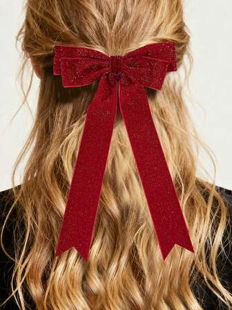 1PC Velvet Bow Ribbon Hair Clip, A Fashionable New Year's Style, Super Ethereal And Sweet, Versatile Hair Accessory